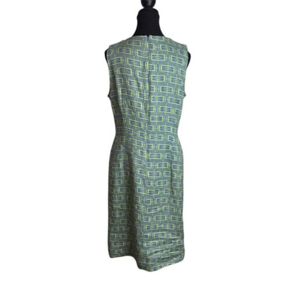 Metro Style Women’s 12 Knee Length Dress Abstract Sleeveless Blue Green - Picture 2 of 11